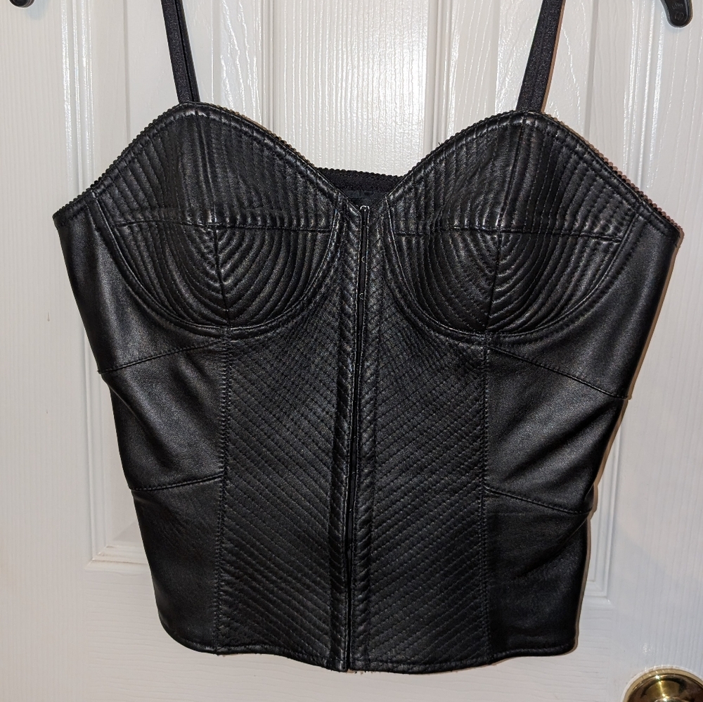 Ideology Black Leather Bustier